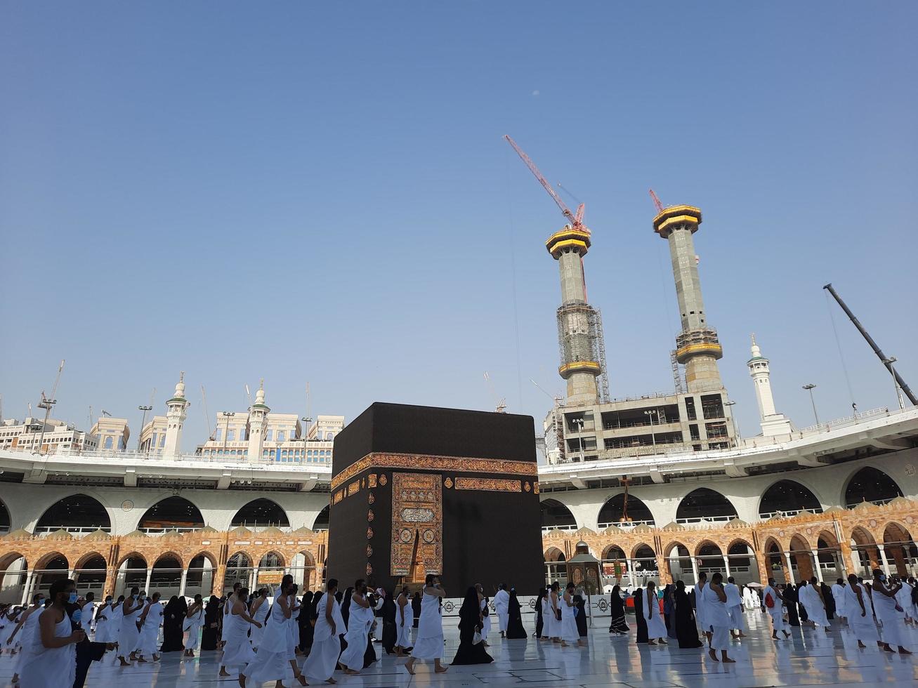 Makkah, Saudi Arabia, 2021 -  Visitors from all over the world are performing Tawaf in the Masjid al-Haram in Makkah. photo