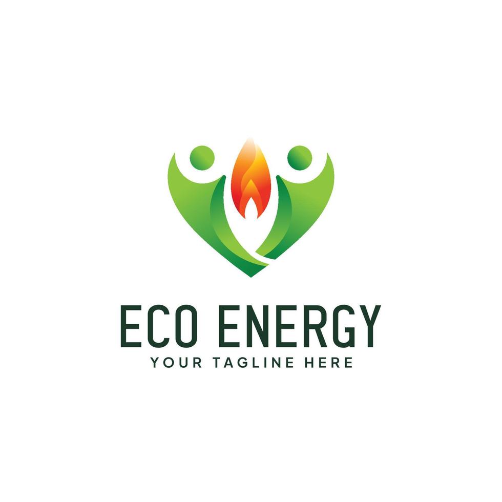 ilustración vectorial abstracta de dos personas, una al lado de la otra, símbolo de energía amigable. vector de logotipo de energía ecológica.