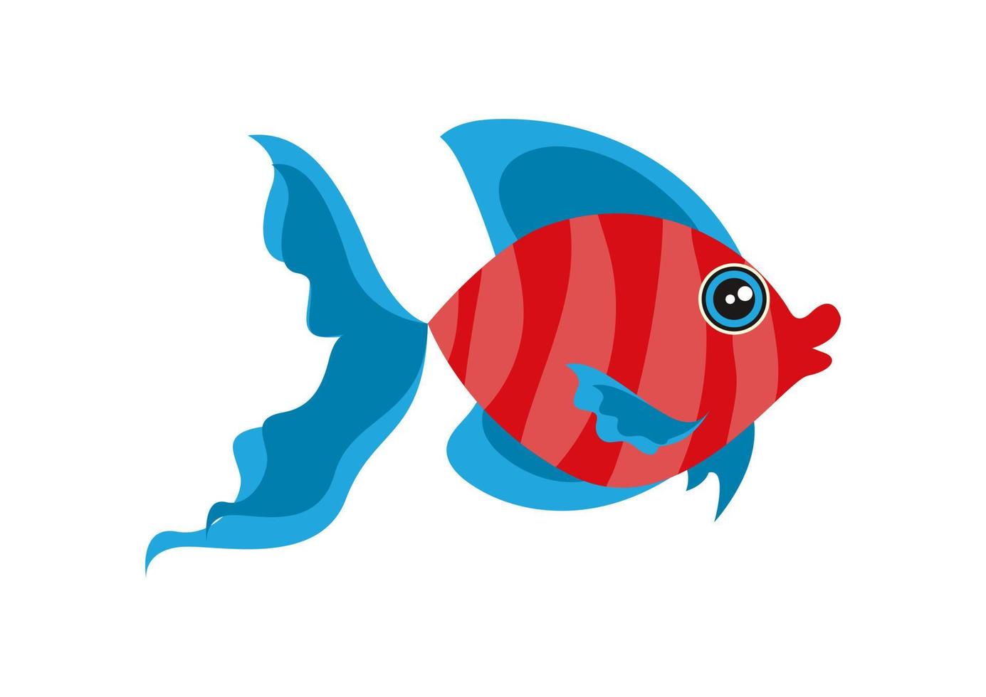 Cartoon red fish in flat style. Vector illustration of aquarium fish isolated on white background