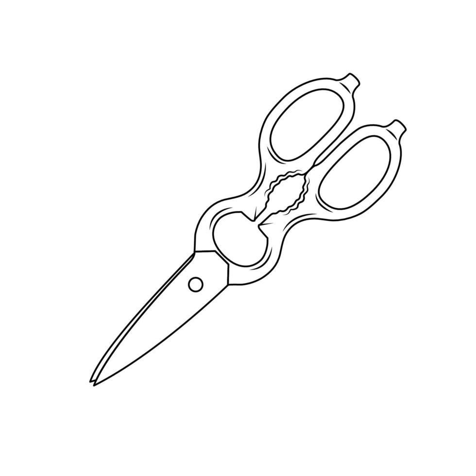 Scissors Outline Icon Illustration on Isolated White Background Suitable for Cut, Shear, Trim Icon vector