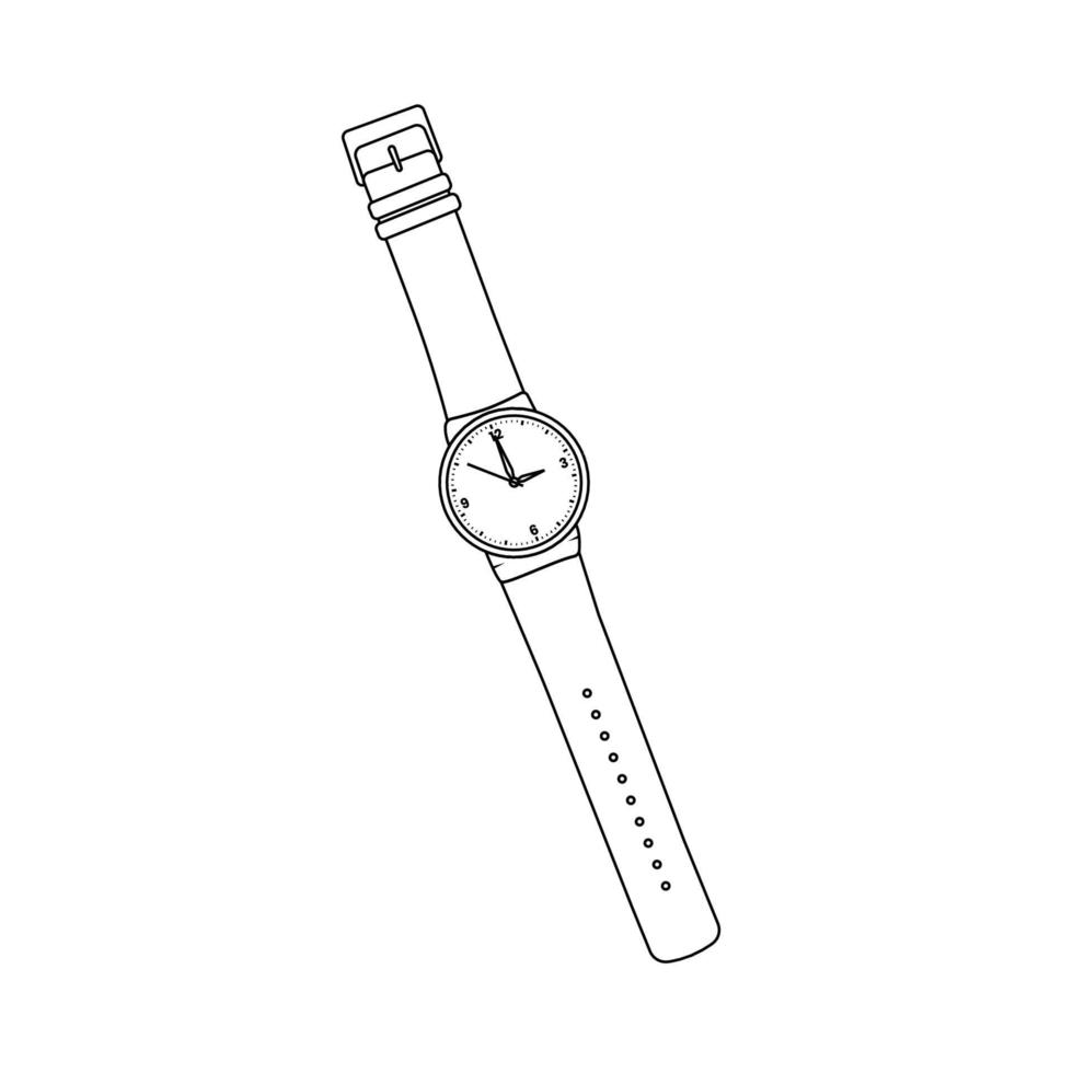 ilustración de icono de contorno de reloj de pulsera sobre fondo blanco aislado adecuado para tiempo, reloj, icono de accesorios vector