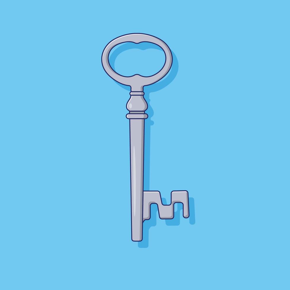 Vintage Key Vector Icon Illustration. Vector. Retro House Key Flat Cartoon Style Suitable for Web Landing Page, Banner, Flyer, Sticker, Wallpaper, Background