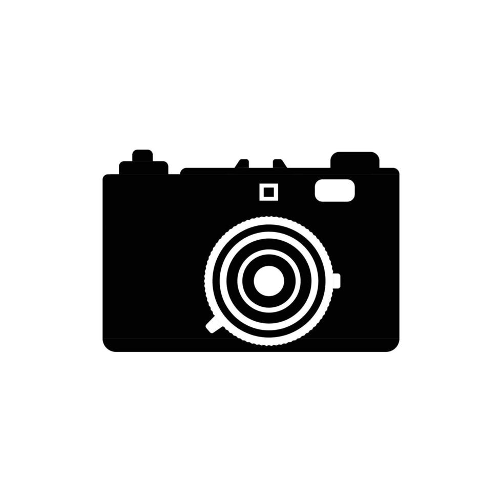 Camera Silhouette. Black and White Icon Design Element on Isolated White Background vector