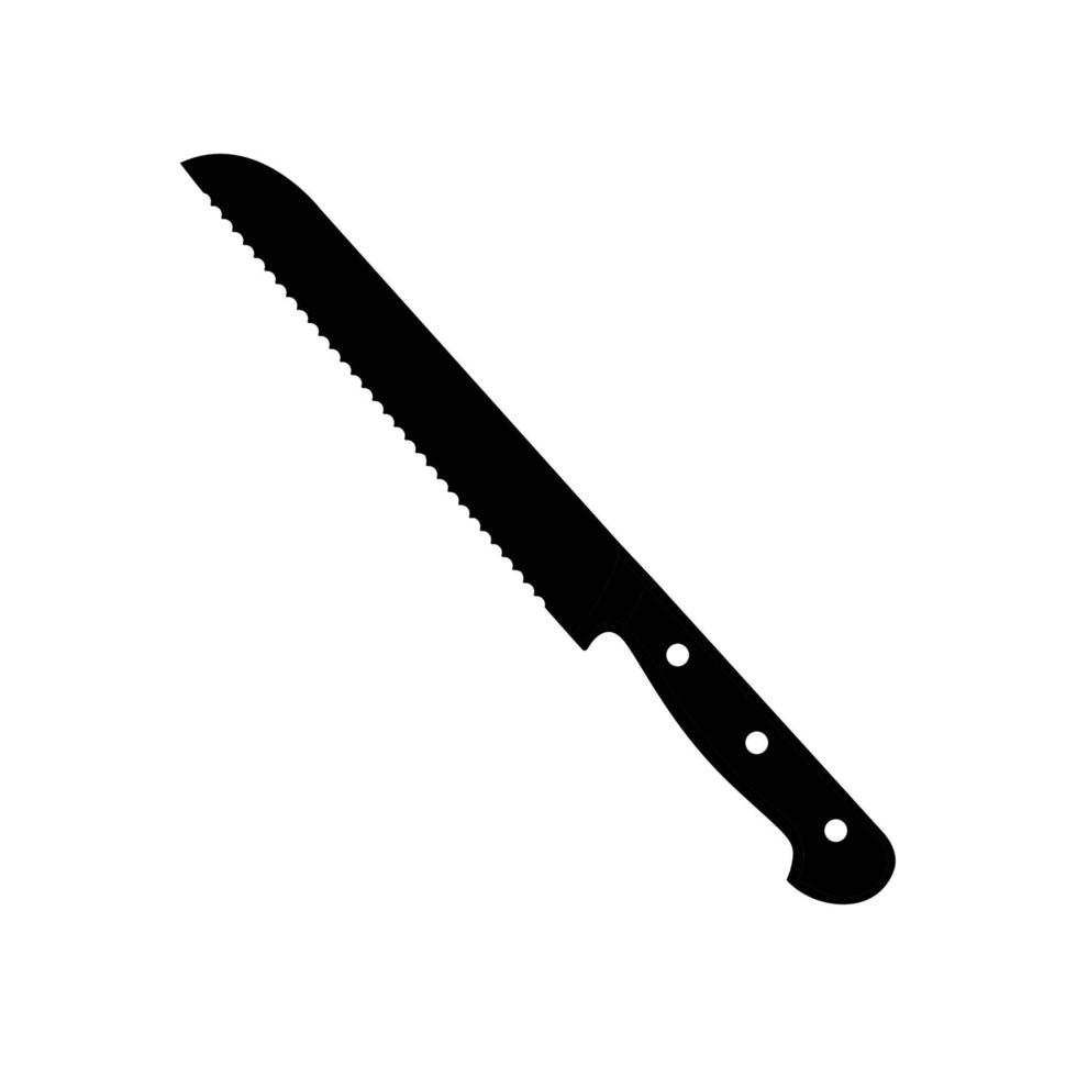 Bread Knife Silhouette. Black and White Icon Design Element on Isolated White Background vector