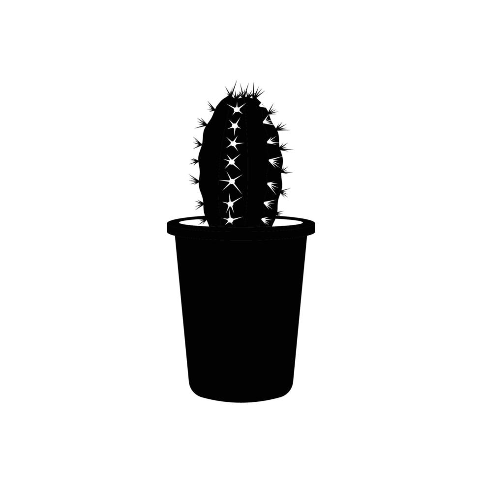 Cactus Silhouette. Black and White Icon Design Element on Isolated White Background vector