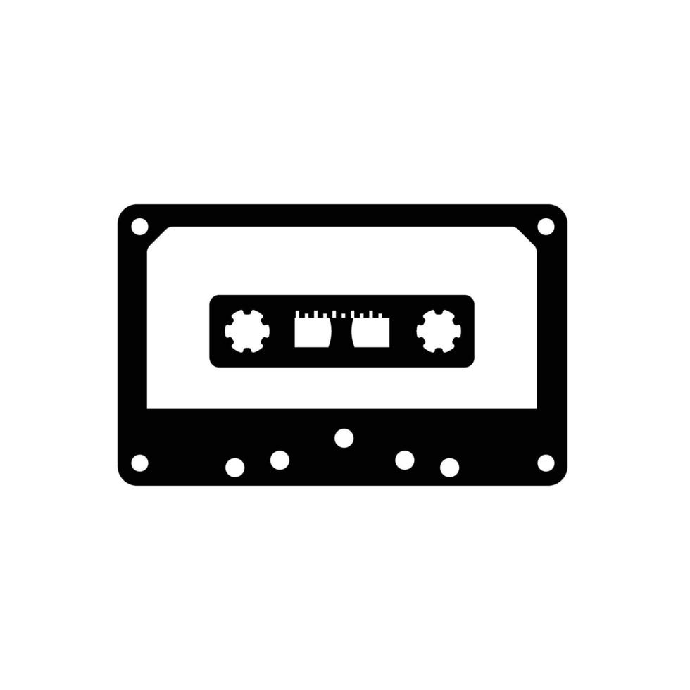 Cassette Silhouette. Black and White Icon Design Element on Isolated White Background vector