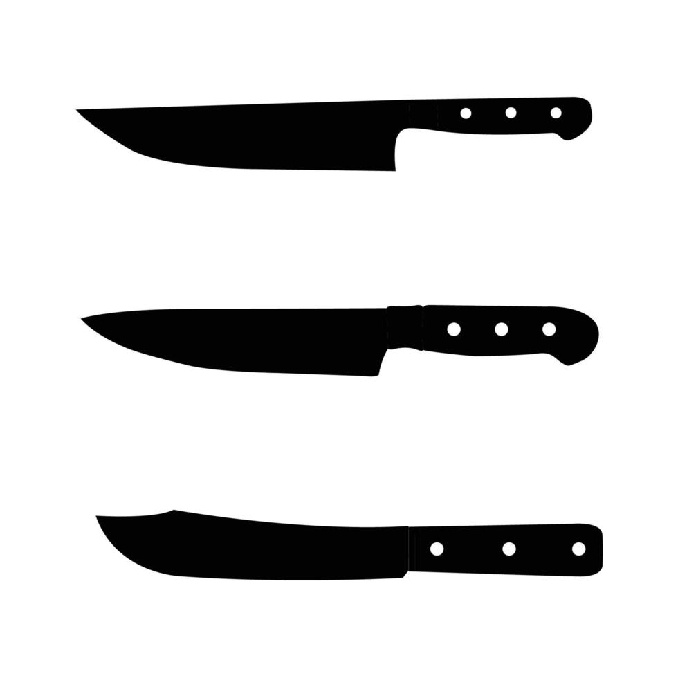 silueta de cuchillo de cocina. cuchillo de carnicero elemento de diseño de icono en blanco y negro sobre fondo blanco aislado vector