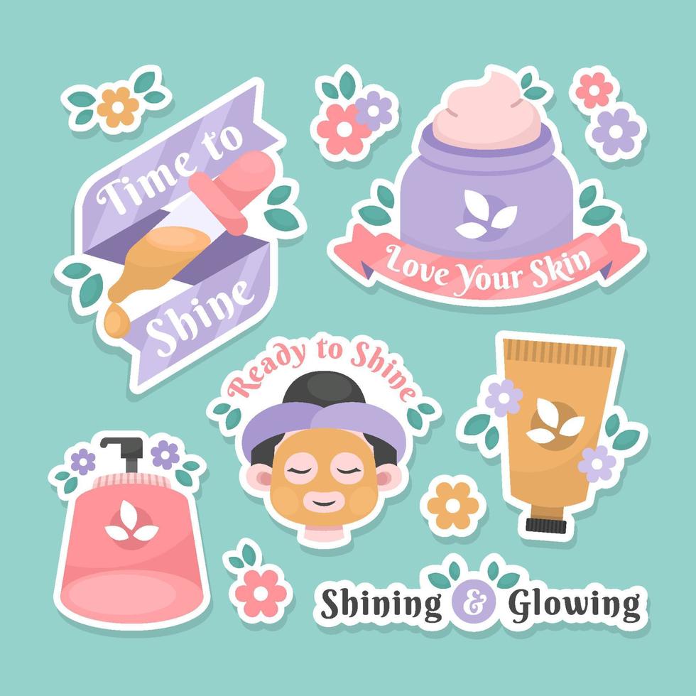 Beauty Skin Care Sticker Collection vector