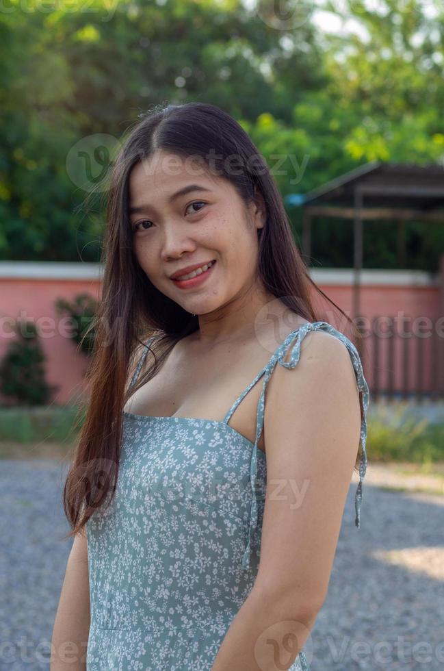 Woman wearing Sky blue dress photo