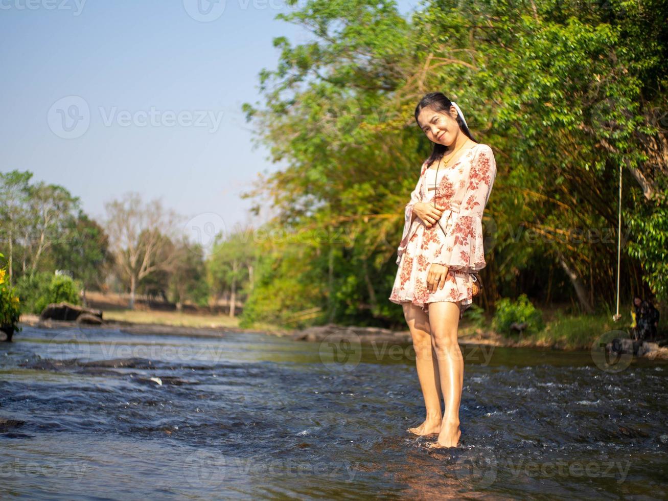 Woman and river photo