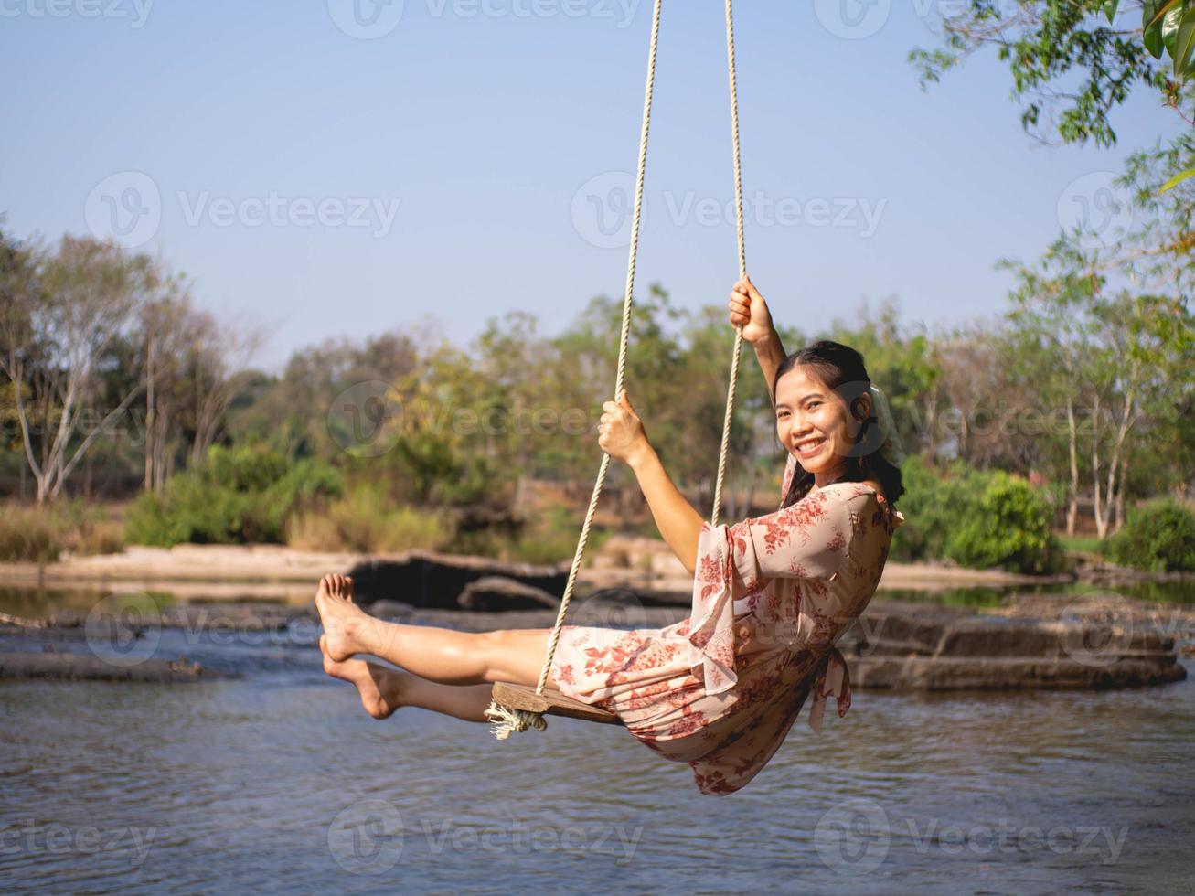 Woman and river photo