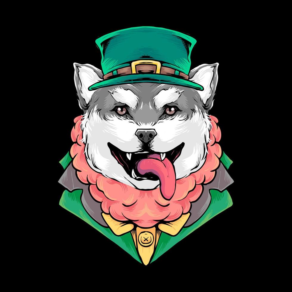 perro san patricio ilustración premium vector