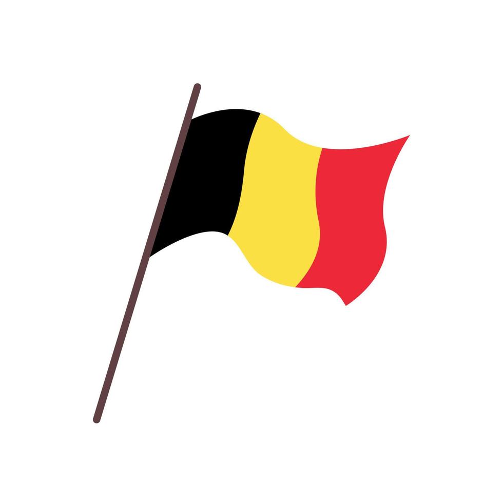 Waving flag of Belgium country.  Isolated belgian tricolor flag on white background. Vector flat illustration