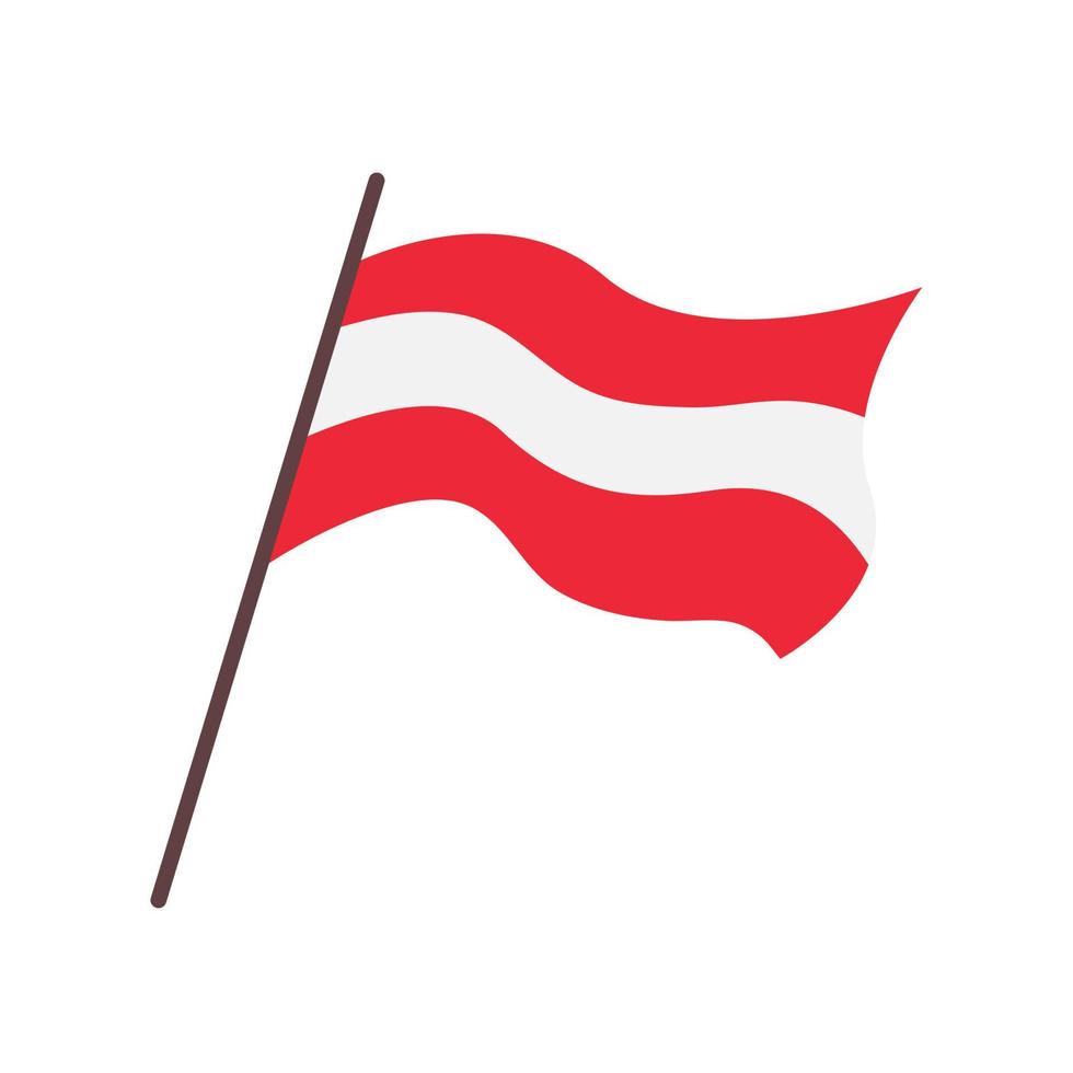 ondeando la bandera del país de Austria. bandera austríaca aislada sobre fondo blanco. ilustración plana vectorial vector