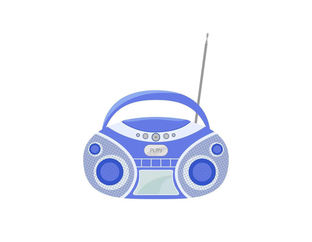 CD recorder isolated. 90s CD stereo boombox on white background. Mp3 music player. Vector flat retro illustration