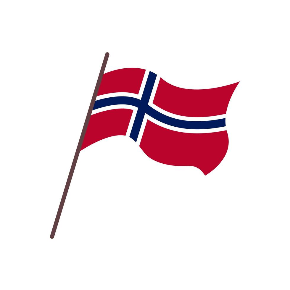 ondeando la bandera del país noruego. bandera noruega aislada con cruz sobre fondo blanco. ilustración plana vectorial vector