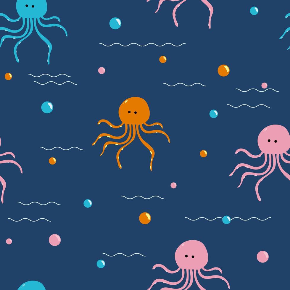 The sea world of octopus seamless pattern vector