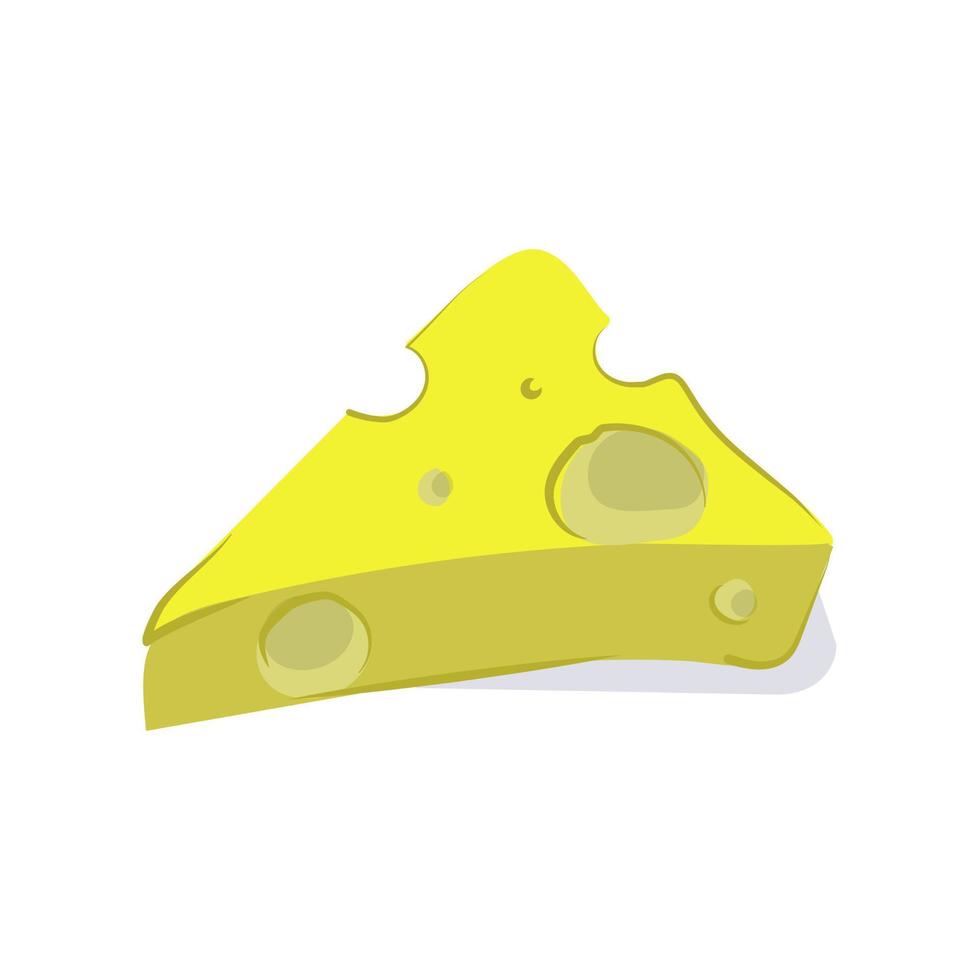 ilustración de un trozo de queso en un estilo plano aislado en un fondo blanco. vector