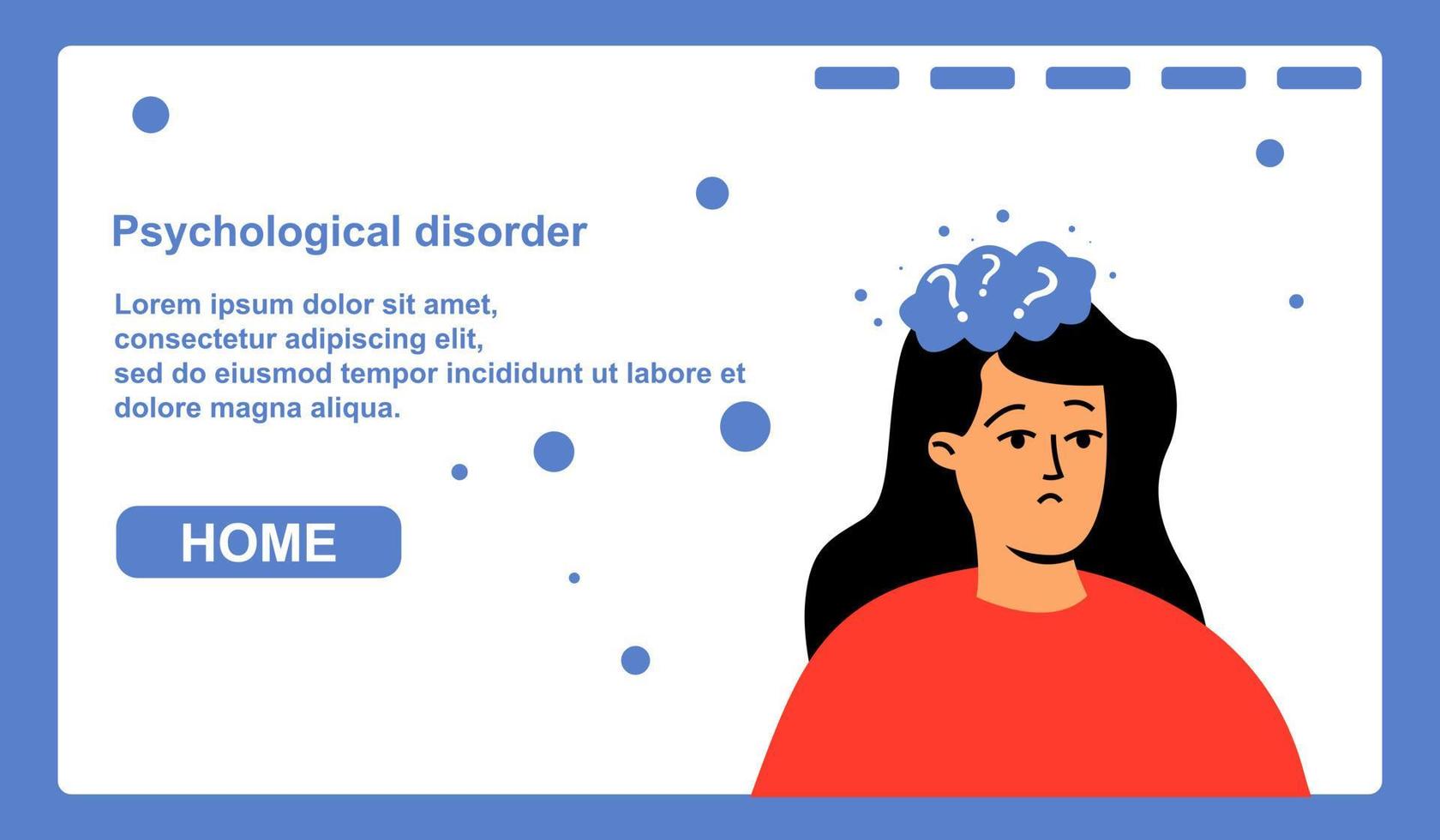 Landing page on the topic of depression. Mental health problems vector