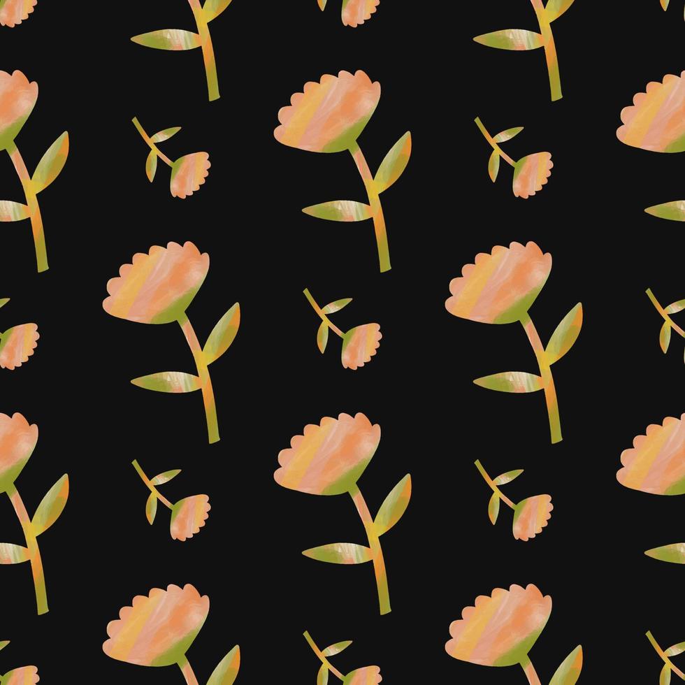 Vector seamless pattern with colors on a black background. Spring pattern