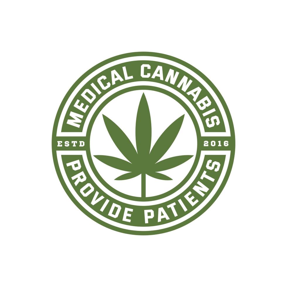 Vintage CBD Medical Cannabis Marijuana Hemp Pot leaf Herb Badge Label Logo Design Vector