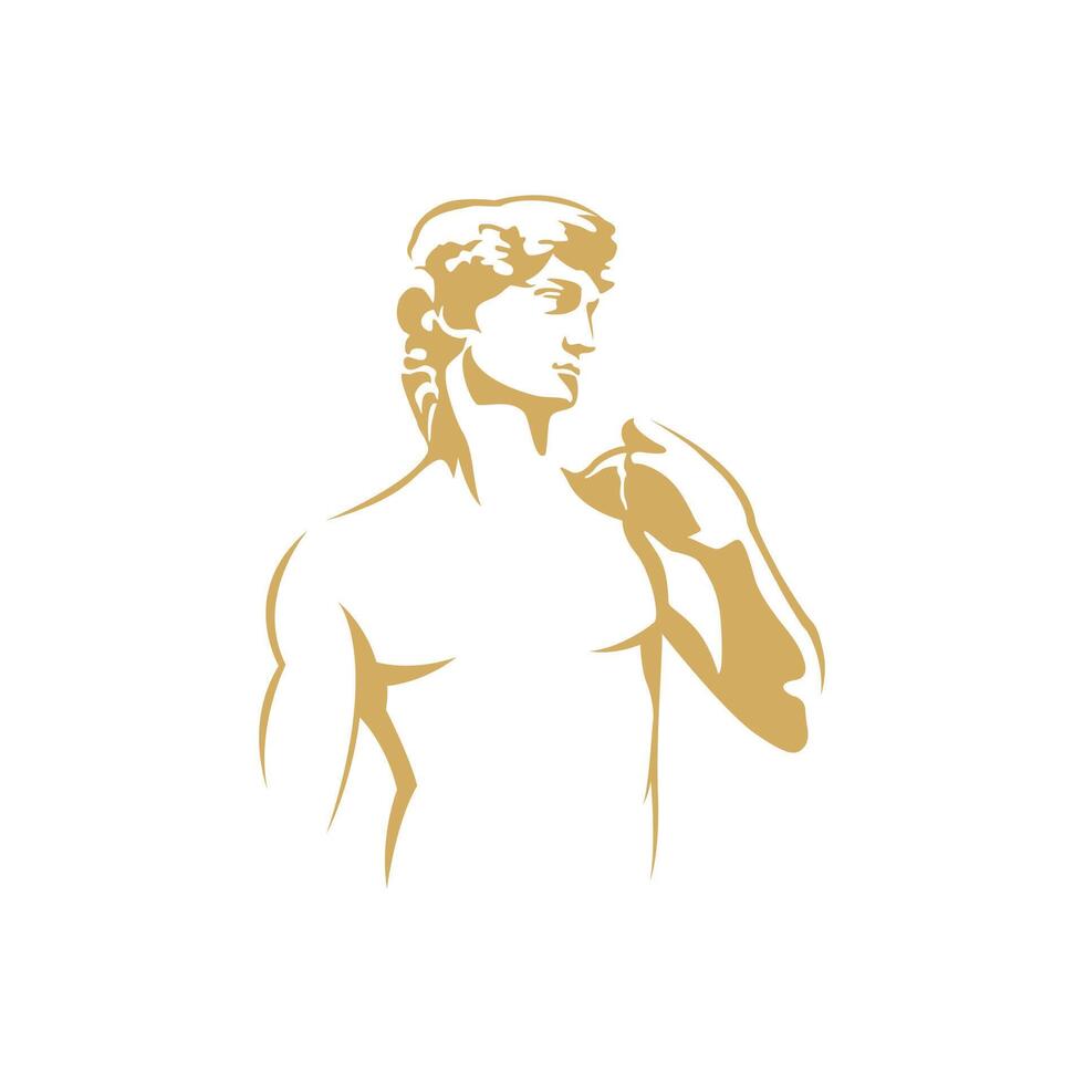 Ancient Greek Figure Statue Sculpture Logo Design Vector