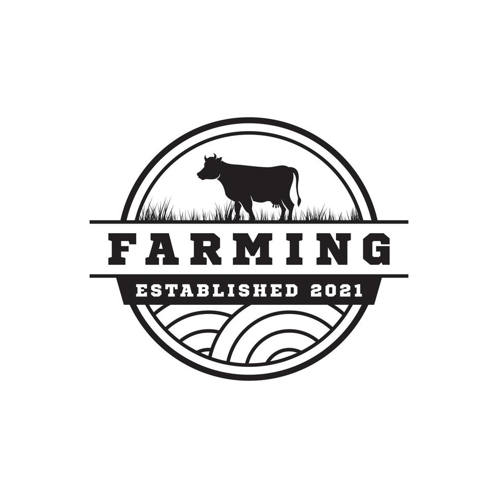 Retro Vintage Cattle Angus Emblem Label Livestock Logo Design Vector