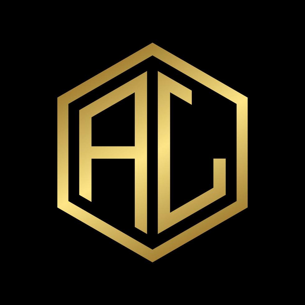 golden initial letter AJ hexagon logo design vector