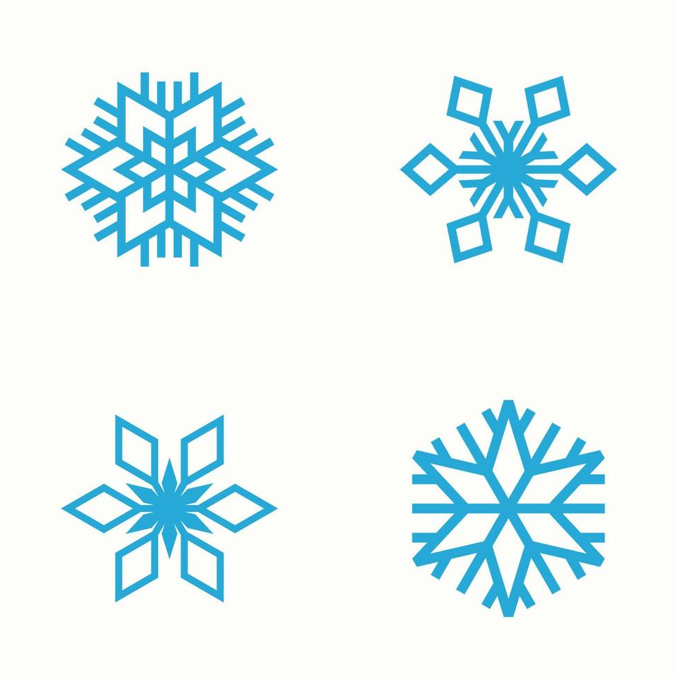 set of snowflake line art vector icon