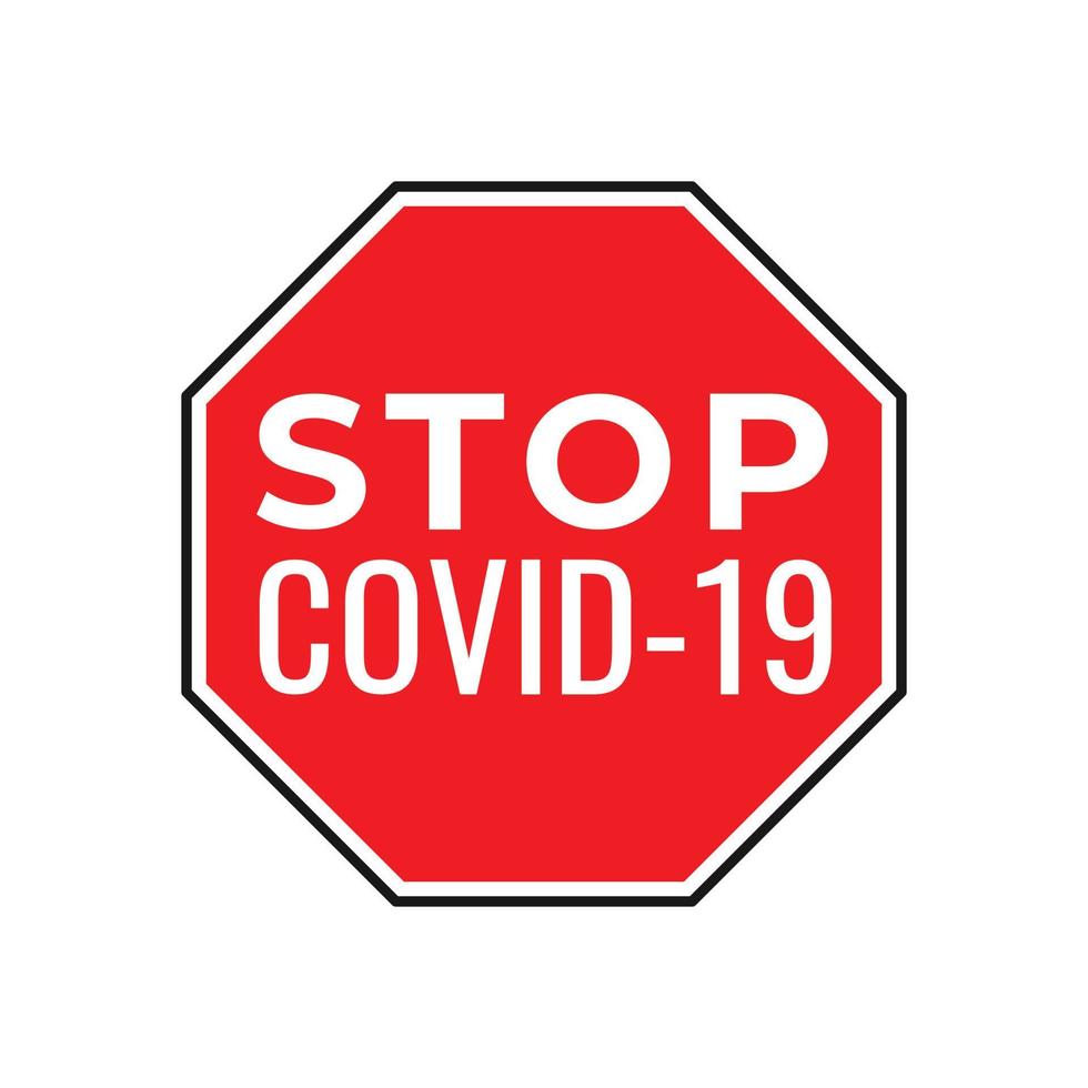Stop Covid-19 Road Sign Vector Illustration