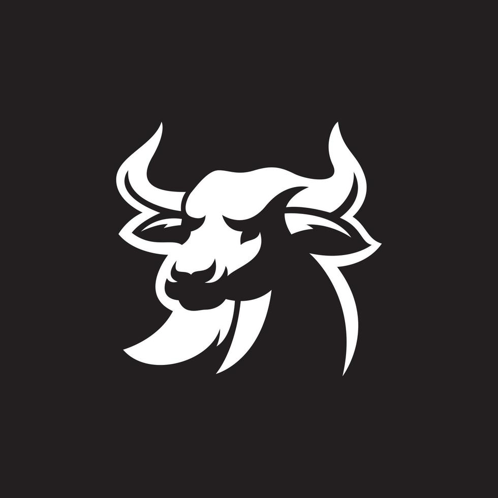 toro búfalo vaca ganado silueta ilustración logotipo diseño vector