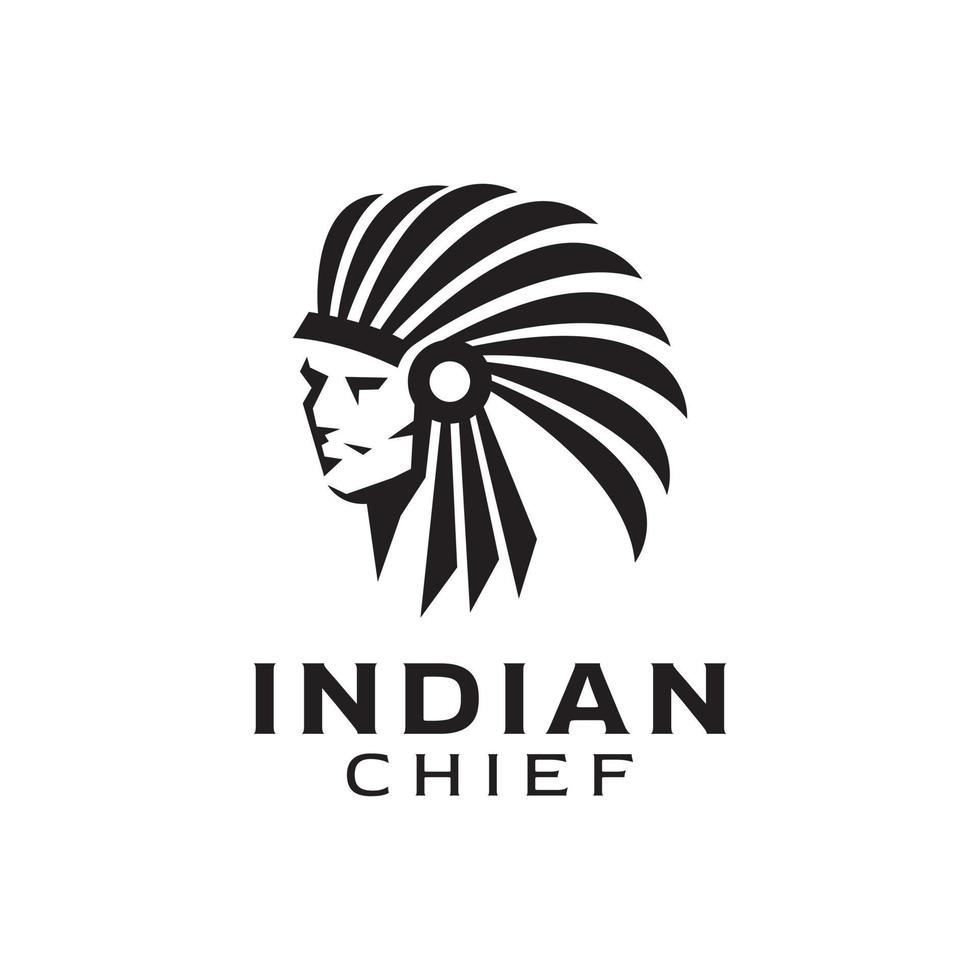 Indian Headdress Native American Chiefs illustration Logo Design Vector