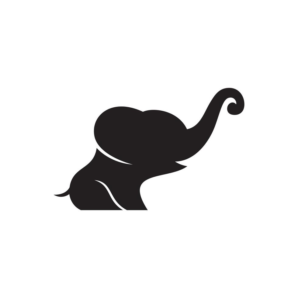 Cute Baby Elephant Silhouette Logo Design Vector