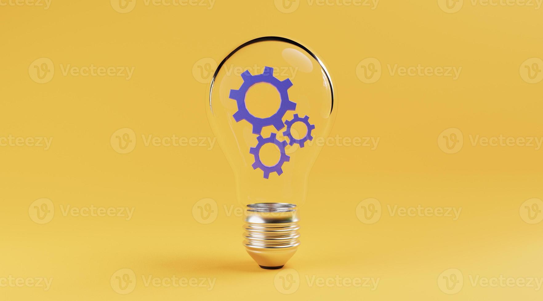 Mechanical gear inside lightbulb for creative thinking idea and innovation concept by 3d render. photo