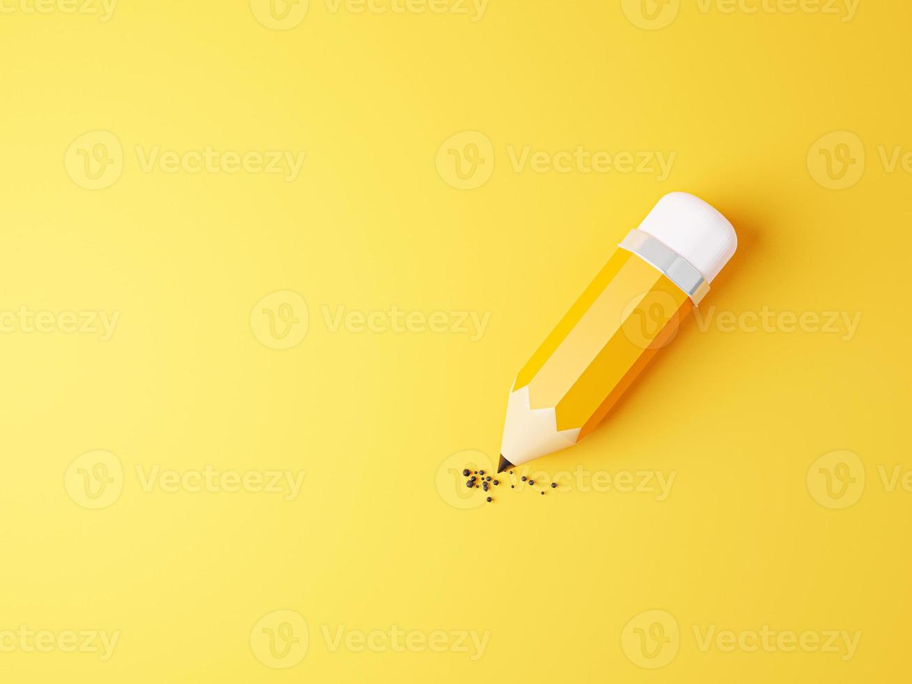 Yellow crayon drawing pencil writing on yellow background for art designer and education stationary tool concept by 3d render. photo