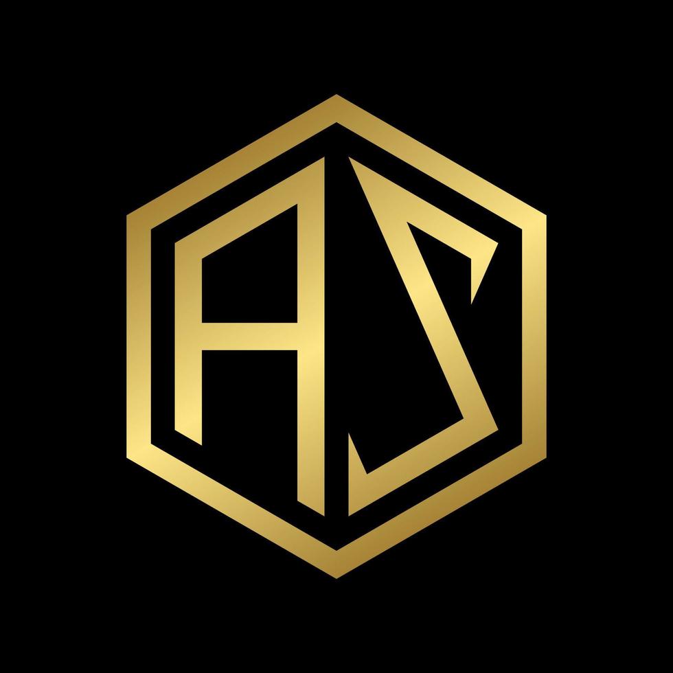 golden initial letter AZ hexagon logo design vector