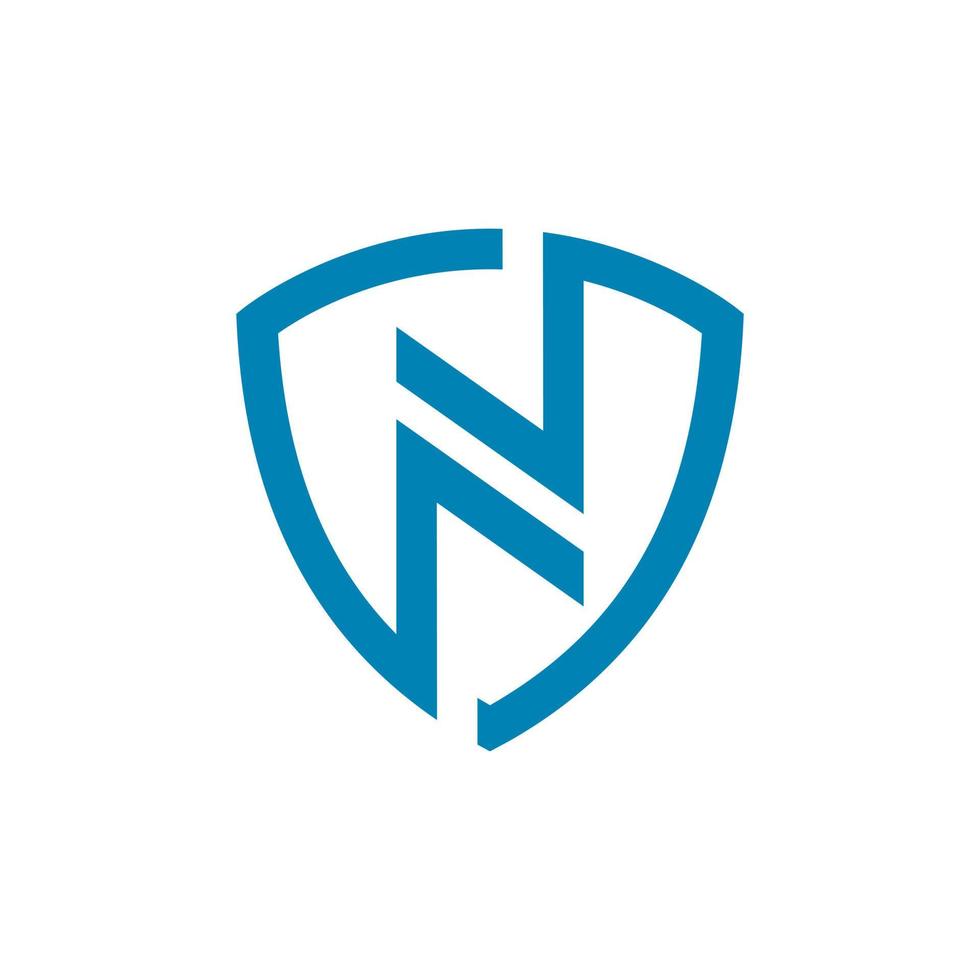 Initial Letter Monogram N Shield Line Art Logo Design Vector
