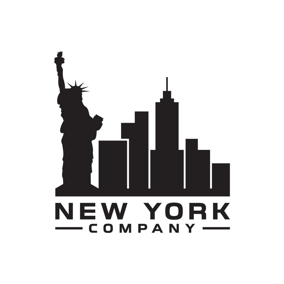 silueta del horizonte de la ciudad de nueva york para vector de diseño de logotipo de edificio de bienes raíces