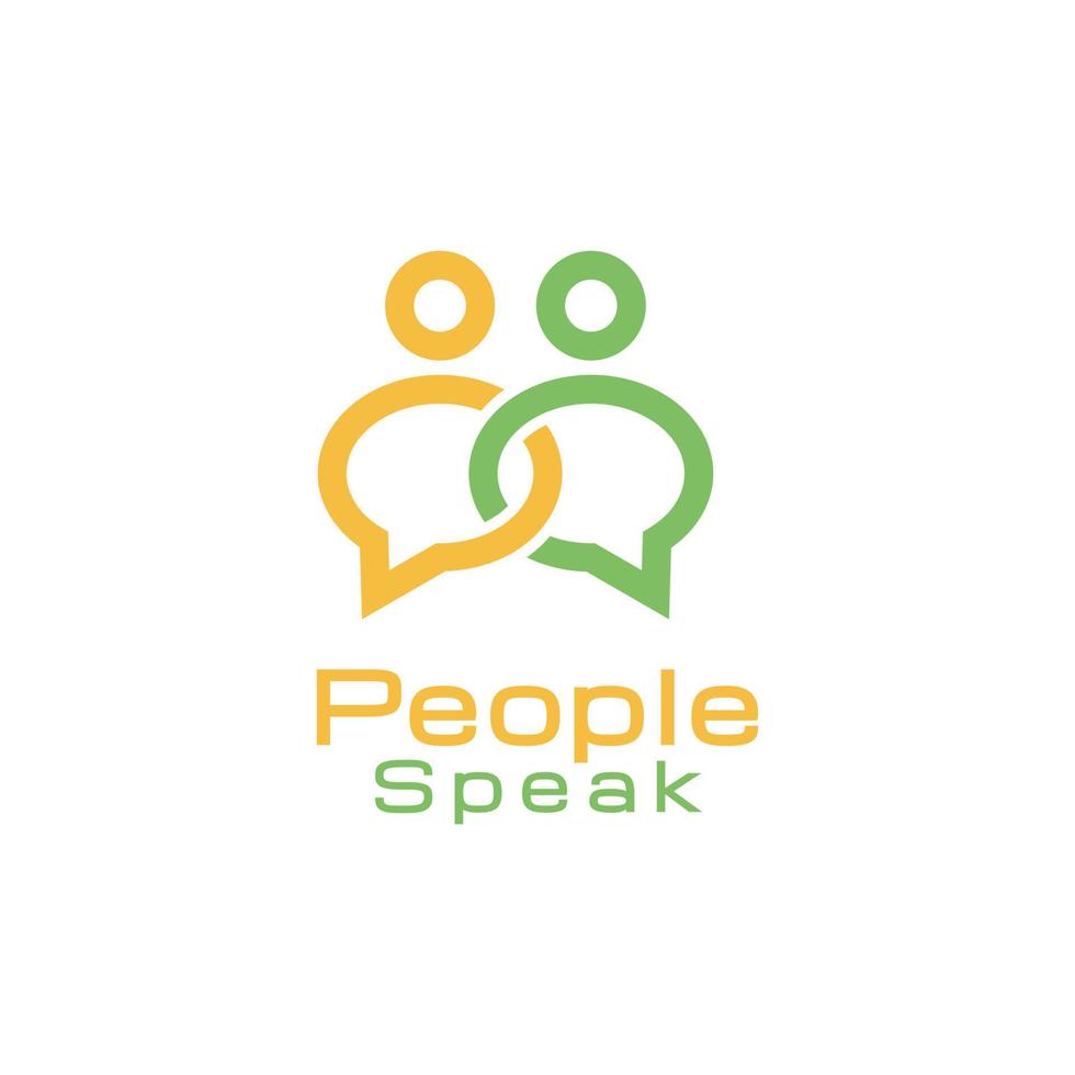 People Speak Bubble Chat Line Art Logo Design Vector