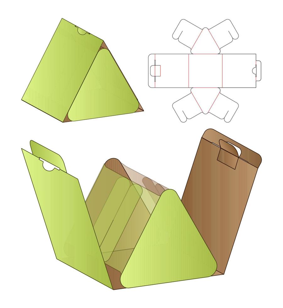 diseño de plantilla troquelada de embalaje de caja. Maqueta 3d vector