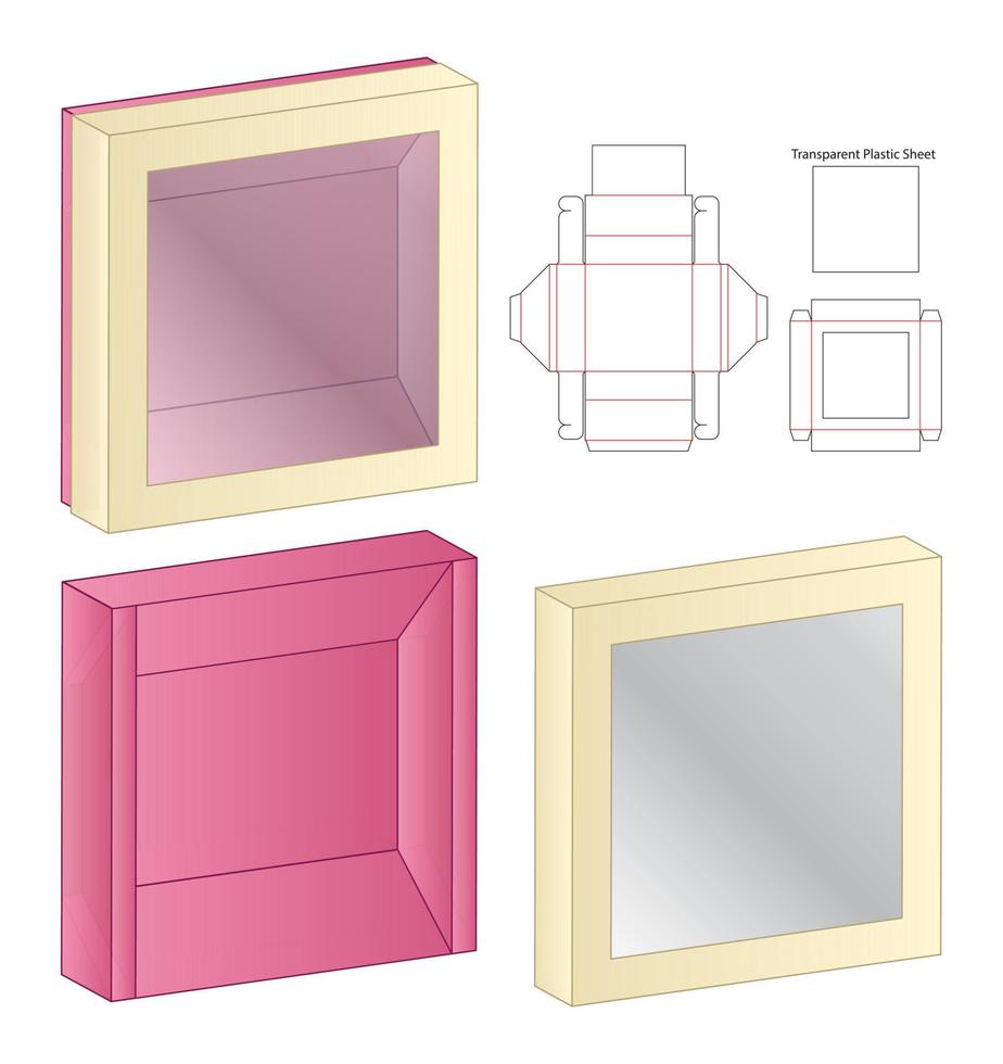 diseño de plantilla troquelada de embalaje de caja. Maqueta 3d vector