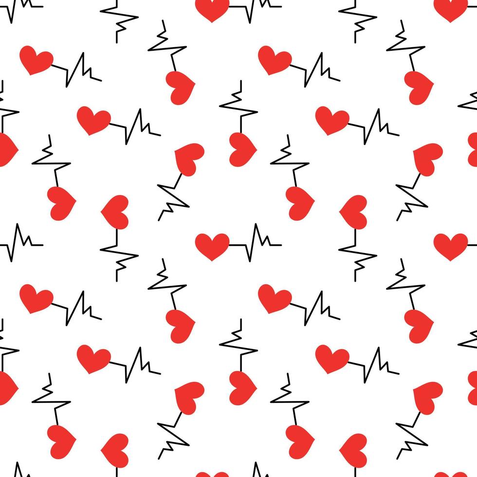 Seamless pattern with heartbeat symbol vector