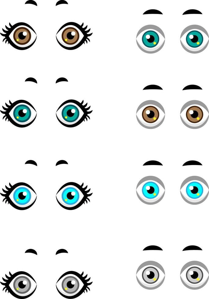 Cute Cartoon kawaii eyes in the style of anime. Vector illustration