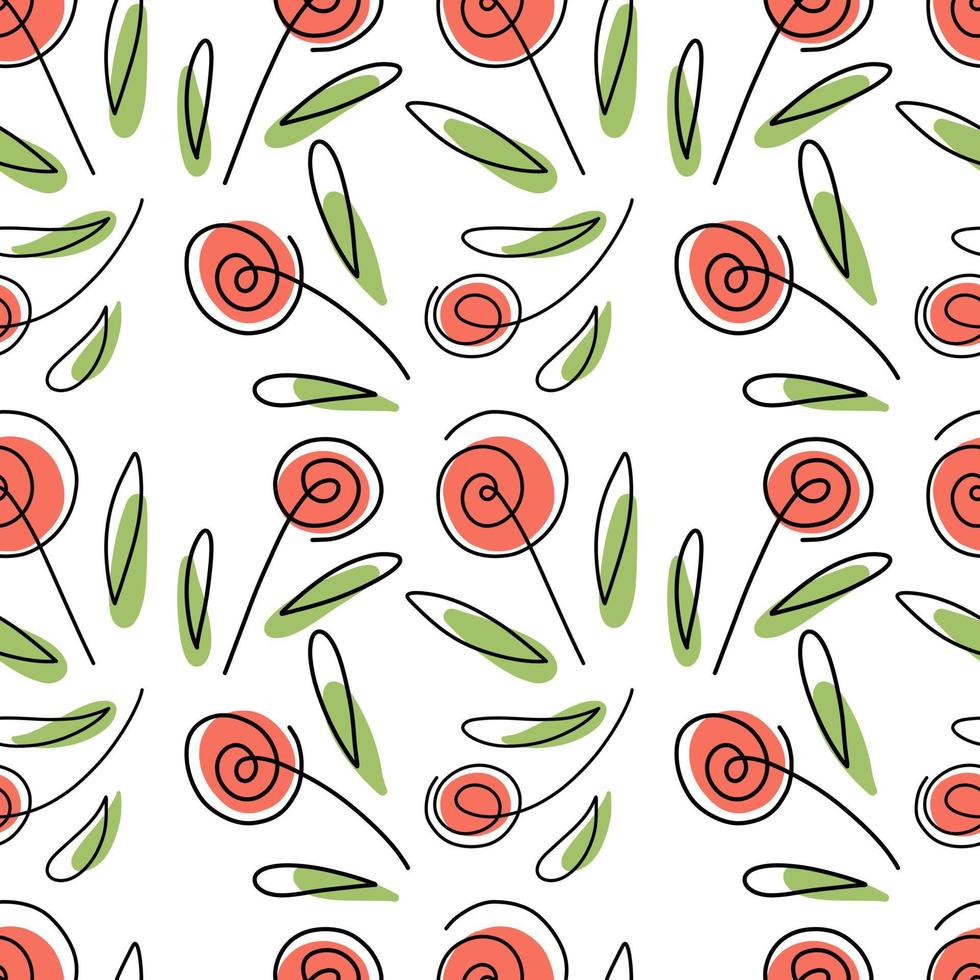pattern with linear roses vector