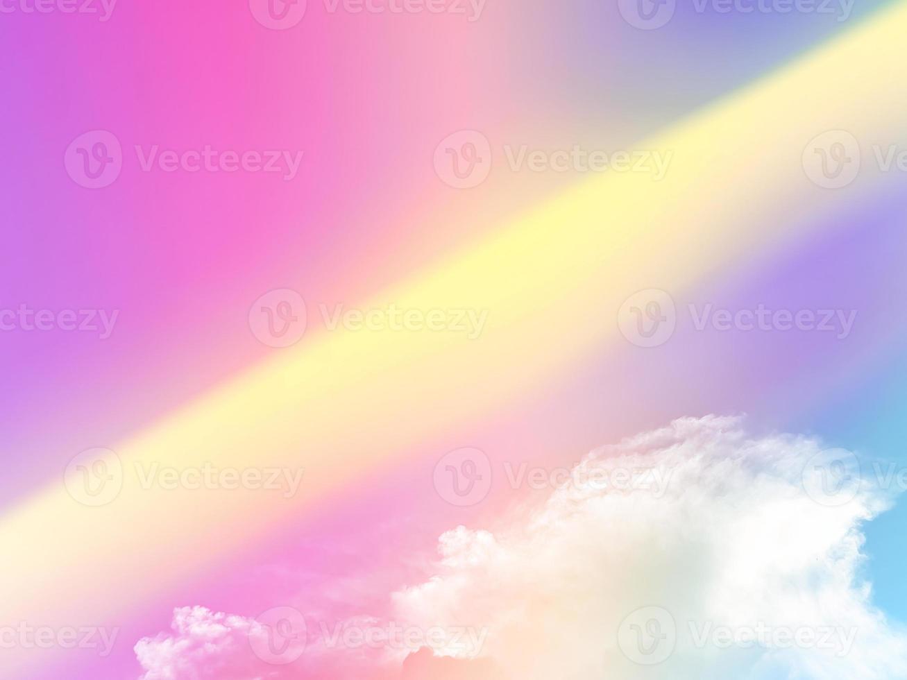 beauty sweet pastel violet yellow colorful with fluffy clouds on sky. multi color rainbow image. abstract fantasy growing light photo