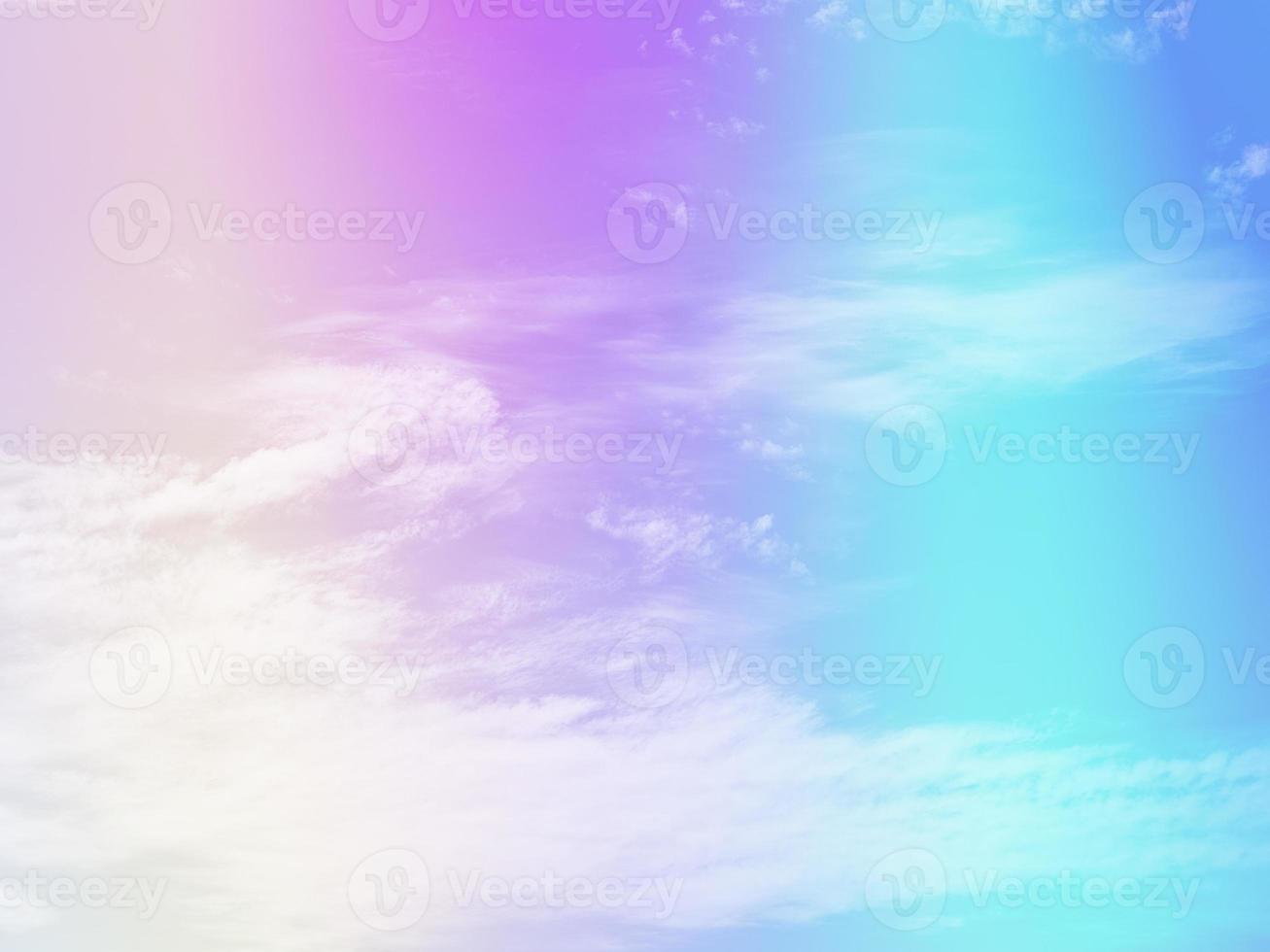 beauty sweet pastel pink blue colorful with fluffy clouds on sky. multi color rainbow image. abstract fantasy growing light photo