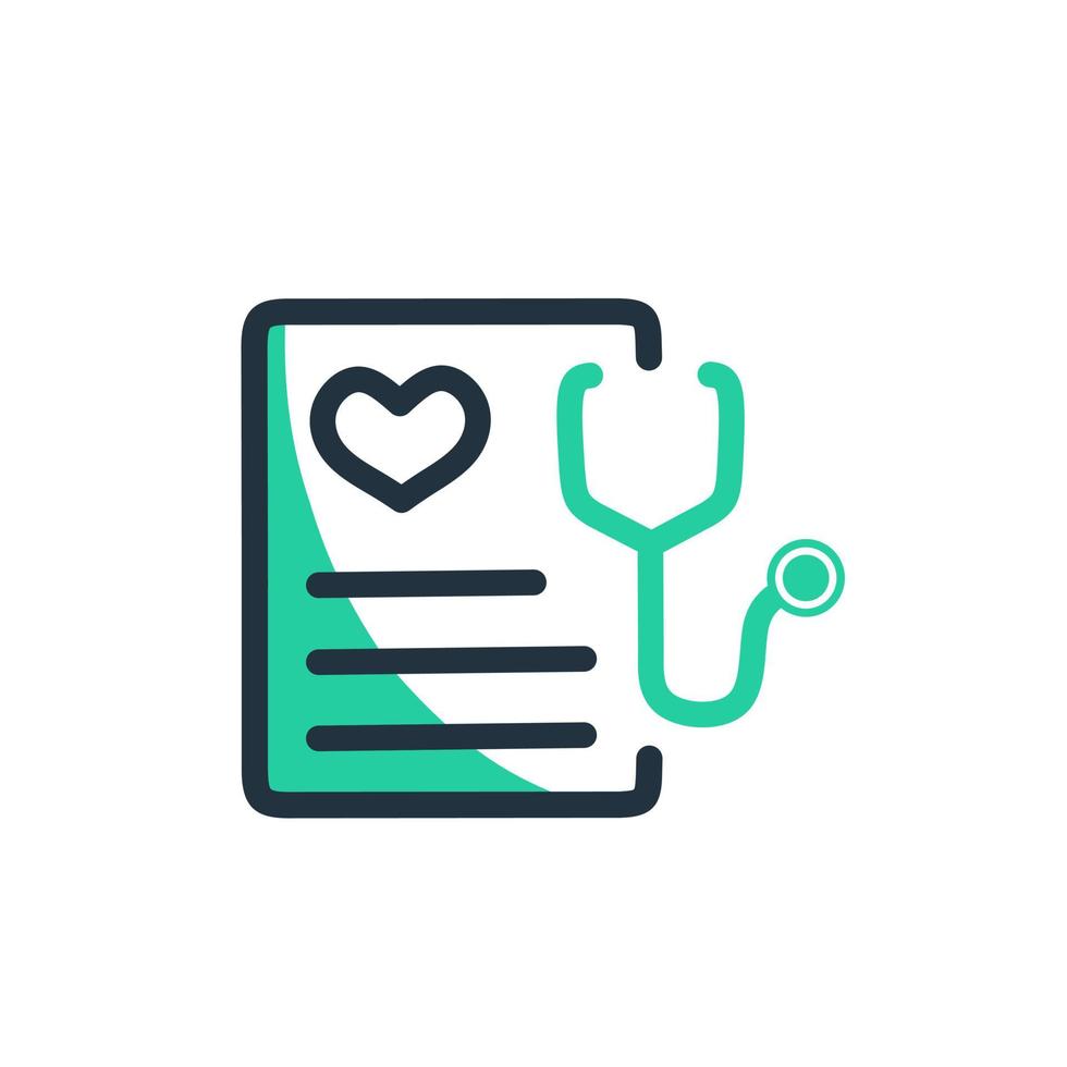 Simple and modern style flat design health check icon isolated on a white background. Health check symbol with stethoscope for web and mobile apps. Vector illustration
