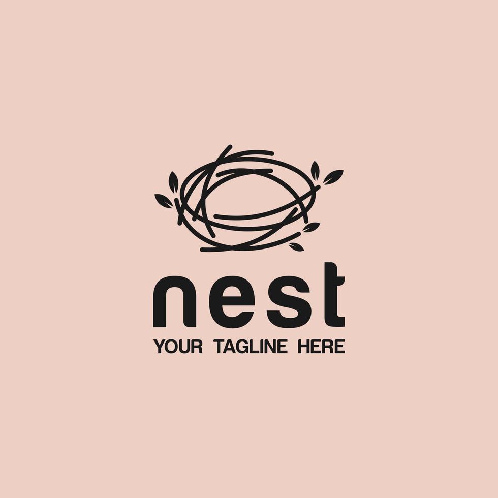 Simple and minimal bird nest icon logo line illustration with leaf symbol, bird house symbol logo Vector template, suitable for your design need, logo, illustration, animation, etc.
