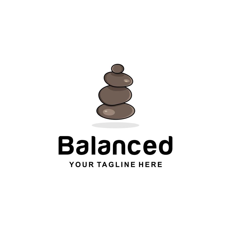 diseño de ilustración vectorial del logotipo de piedra equilibrada o roca equilibradora. concepto de logotipo de ilustración de piedras zen de equilibrio minimalista moderno simple, adecuado para su necesidad de diseño, logotipo, ilustración, animación. vector