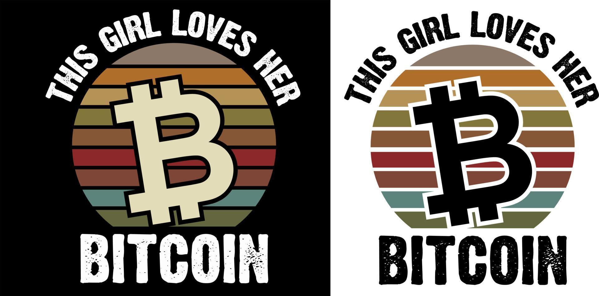 esta chica ama el diseño de su camiseta bitcoin vector